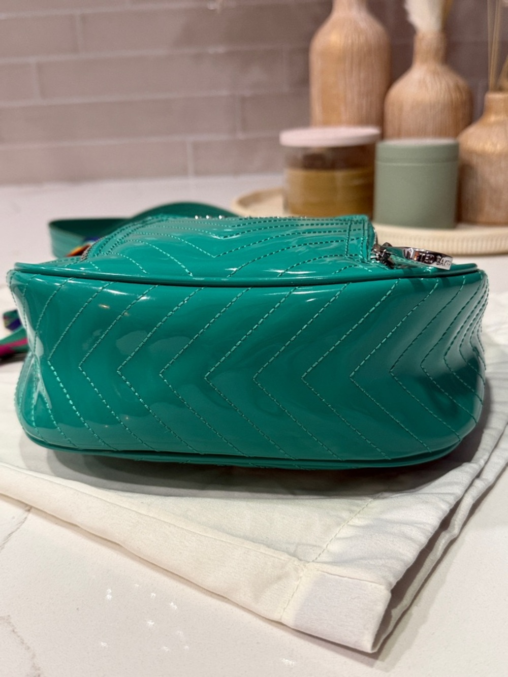 Ted Baker Teal Quilted Crossbody Bag - Picture 9 of 10